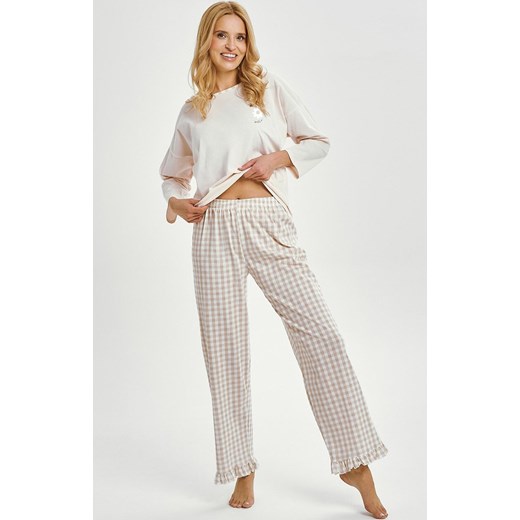 Długa piżama damska Vera 3438, Kolor beżowy-wzór, Rozmiar XL, Taro ze sklepu Primodo w kategorii Piżamy damskie - zdjęcie 184788992