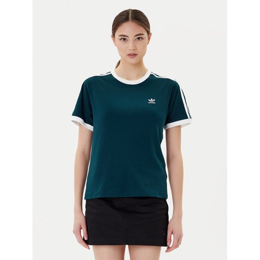 adidas T-Shirt 3-Stripes JY4855 Zielony Regular Fit ze sklepu MODIVO w kategorii Bluzki damskie - zdjęcie 184790264
