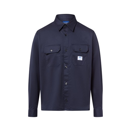 HUGO BLUE Bluza męska - Ekyone Mężczyźni Regular Fit Bawełna granatowy jednolity ze sklepu vangraaf w kategorii Koszule męskie - zdjęcie 184791072