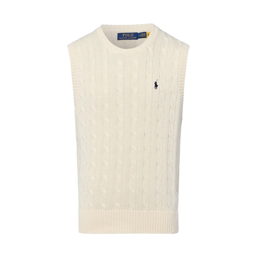 Polo Ralph Lauren Męski sweter z dzianiny Mężczyźni Bawełna écru jednolity ze sklepu vangraaf w kategorii Kamizelki męskie - zdjęcie 184791113