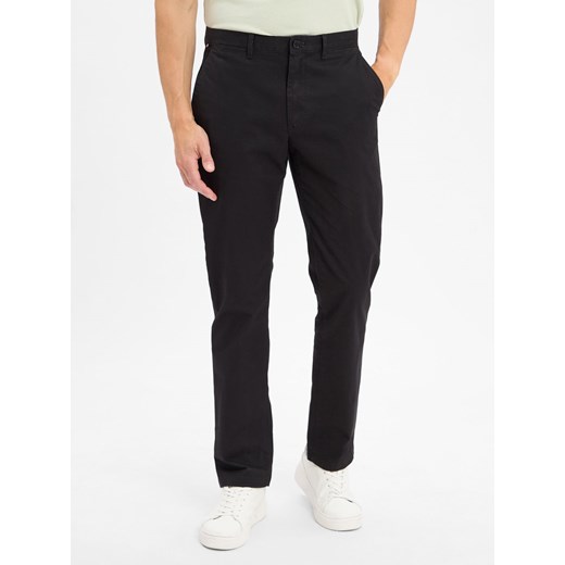 Tommy Hilfiger Męskie spodnie chino - Denton Mężczyźni Bawełna czarny jednolity ze sklepu vangraaf w kategorii Spodnie męskie - zdjęcie 184791140