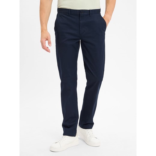 Tommy Hilfiger Męskie spodnie chino - Denton Mężczyźni Bawełna granatowy jednolity ze sklepu vangraaf w kategorii Spodnie męskie - zdjęcie 184791141