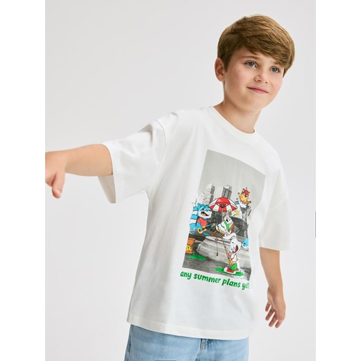Reserved - T-shirt z nadrukiem - biały ze sklepu Reserved w kategorii T-shirty chłopięce - zdjęcie 184791372