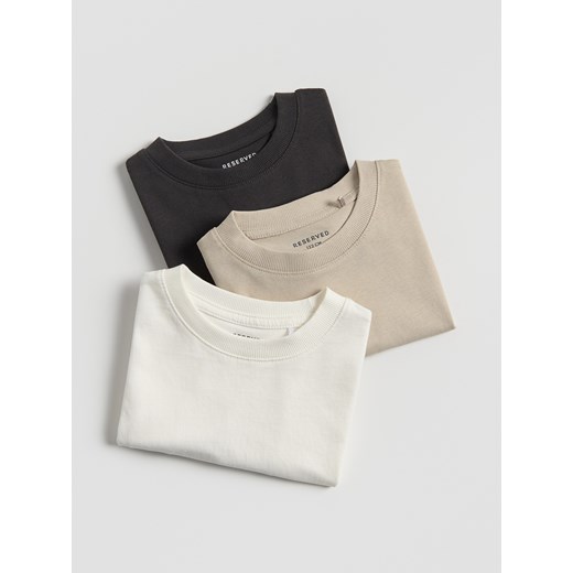 Reserved - Bawełniany t-shirt 3 pack - kremowy ze sklepu Reserved w kategorii T-shirty chłopięce - zdjęcie 184791394