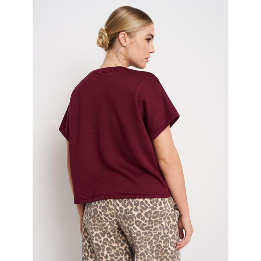 Sinsay - Bluza z krótkim rękawem soft touch - czerwony Sinsay XS Sinsay