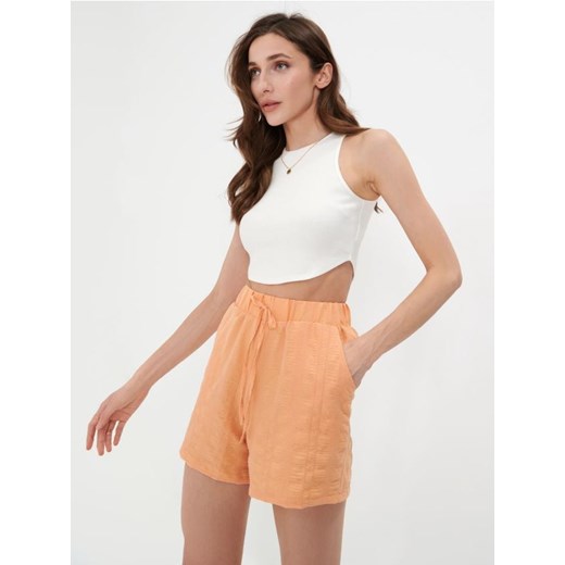 Sinsay - Crop top w prążki - kremowy ze sklepu Sinsay w kategorii Bluzki damskie - zdjęcie 184793040