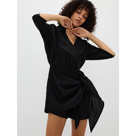 Reserved - Kopertowy kombinezon z wiązaniem - czarny ze sklepu Reserved w kategorii Kombinezony damskie - zdjęcie 184795221