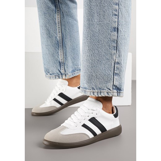 Białe Casualowe Sneakersy na Płaskiej Podeszwie z Paskami Jereria ze sklepu renee.pl w kategorii Buty sportowe damskie - zdjęcie 184795531