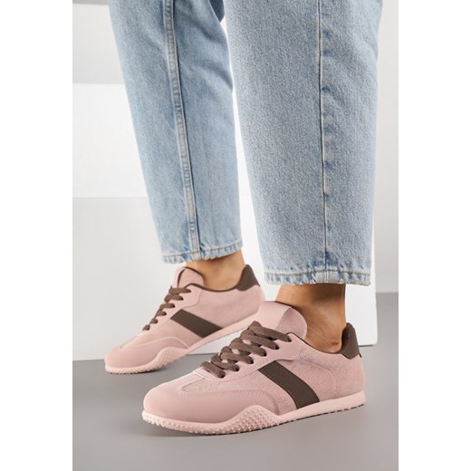 Różowo-Brązowe Sneakersy z Ozdobnym Paskiem Naliovela ze sklepu born2be.pl w kategorii Buty sportowe damskie - zdjęcie 184795610