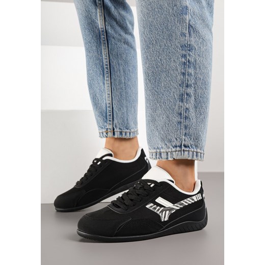 Czarne Sneakersy Ozdobione Geometrycznym Wzorem w Zeberkę Arulia ze sklepu born2be.pl w kategorii Buty sportowe damskie - zdjęcie 184795622