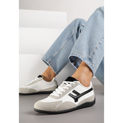 Białe Sneakersy Ozdobione Geometrycznym Wzorem Arulia ze sklepu born2be.pl w kategorii Buty sportowe damskie - zdjęcie 184795634