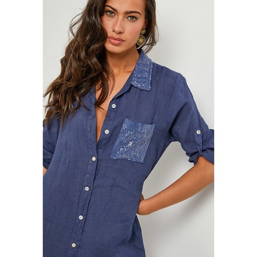 Rodier Lin Lniana sukienka w kolorze granatowym Rodier Lin M/L okazja Limango Polska