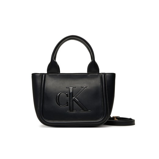 Calvin Klein Torebka Bold Ck Small Tote With Strap LV04F3219G Czarny ze sklepu MODIVO w kategorii Kuferki - zdjęcie 184797694