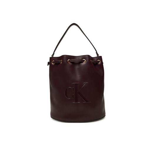 Calvin Klein Torebka Bold Ck Large Bucket Bag LV04F3232G Bordowy ze sklepu MODIVO w kategorii Kopertówki - zdjęcie 184797732