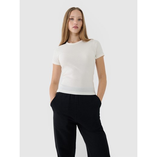 Damski t-shirt basic 4F 4FWSS25TTSHF1968 - biały ze sklepu Sportstylestory.com w kategorii Bluzki damskie - zdjęcie 184799504