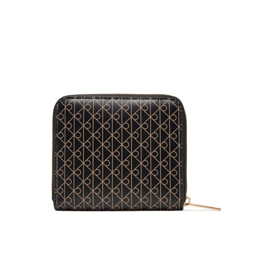 Mały Portfel Damski Calvin Klein Emblem Aop Square Zip Around LV04F1089G Czarny ze sklepu eobuwie.pl w kategorii Portfele damskie - zdjęcie 184799694