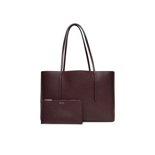 Torebka Calvin Klein Foil Logo Tote W/Pouch LV04F3274G Bordowy ze sklepu eobuwie.pl w kategorii Torby Shopper bag - zdjęcie 184799701