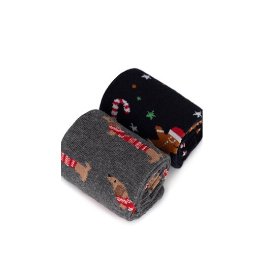 Zestaw 2 par wysokich skarpet męskich Lasocki 2MB-002-AW24 (2-pack) Szary Lasocki 43_46 eobuwie.pl