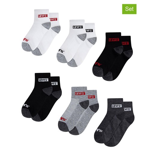 Levi&apos;s Kids Skarpety (6 par) w kolorze biało-czarno-szarym ze sklepu Limango Polska w kategorii Skarpetki dziecięce - zdjęcie 184801493