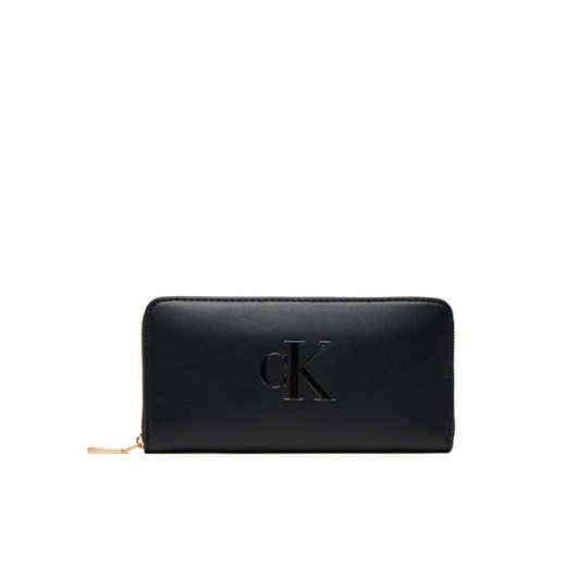 Calvin Klein Duży Portfel Damski Bold Ck Long Zip Around LV04F1077G Czarny ze sklepu MODIVO w kategorii Portfele damskie - zdjęcie 184801904