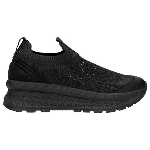 Czarne Materiałowe Sneakersy Relaks Z Kryształkami ze sklepu Wojas w kategorii Buty sportowe damskie - zdjęcie 184808744