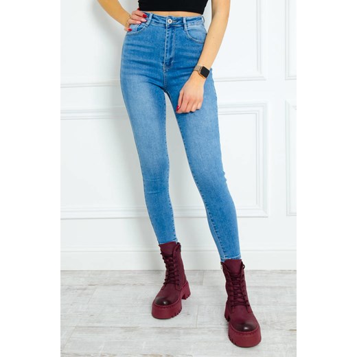 SPODNIE JEANSOWE SKINNY Z BARDZO WYSOKIM STANEM- JASNY JEANS ze sklepu olika.com.pl w kategorii Jeansy damskie - zdjęcie 184809234
