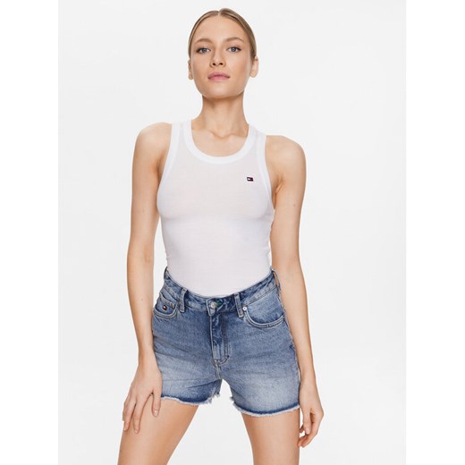 Tommy Hilfiger Top ThxSm WW0WW38987 Biały Slim Fit ze sklepu MODIVO w kategorii Bluzki damskie - zdjęcie 184811002
