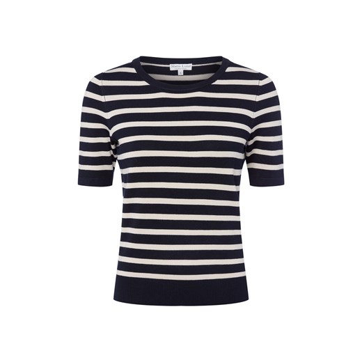 Marie Lund Damska koszulka z dzianiny Kobiety Sztuczne włókno granatowy w paski ze sklepu vangraaf w kategorii Bluzki damskie - zdjęcie 184813334