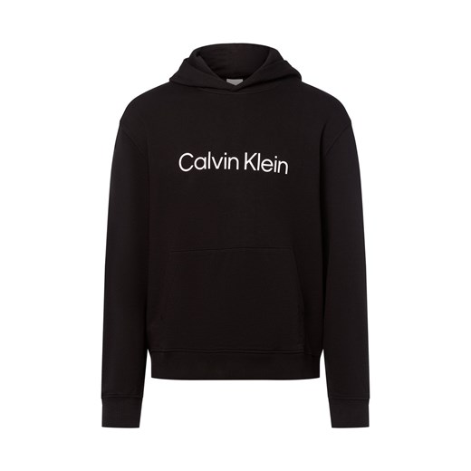 Calvin Klein Męska bluza z kapturem Mężczyźni Bawełna czarny jednolity ze sklepu vangraaf w kategorii Bluzy męskie - zdjęcie 184813361