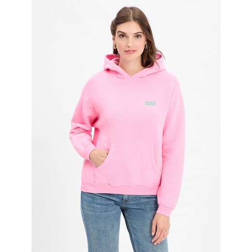 american vintage Damska bluza z kapturem - Izubird Kobiety Bawełna różowy jednolity ze sklepu vangraaf w kategorii Bluzy damskie - zdjęcie 184813411