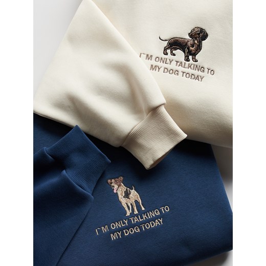 Reserved - Bluza z ozdobnym haftem - granatowy Reserved L Reserved