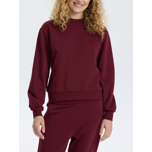 Reserved - Gładka bluza z bawełną - bordowy Reserved M Reserved