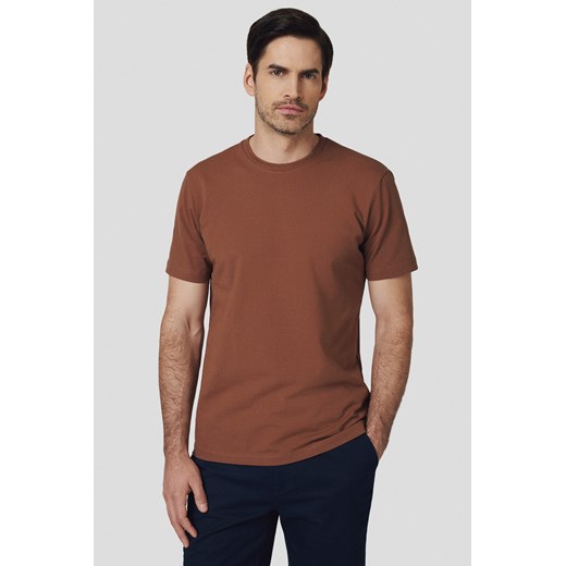 Koszulka z Bawełną Ciemnobeżowa Jeffrey ze sklepu Lancerto S.A. w kategorii T-shirty męskie - zdjęcie 184816401