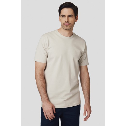 Koszulka z Bawełną Jasnobeżowa Jeffrey ze sklepu Lancerto S.A. w kategorii T-shirty męskie - zdjęcie 184816402