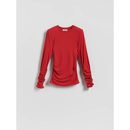 Reserved - Bluzka z marszczeniami - czerwony Reserved XL Reserved