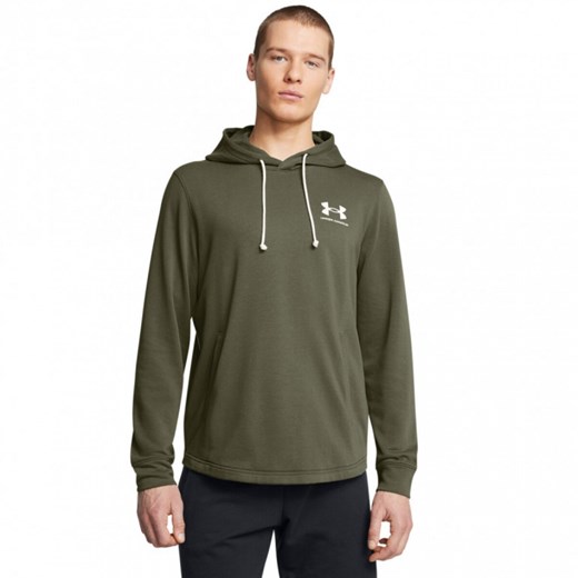 Męska bluza dresowa nierozpinana z kapturem Under Armour UA Rival Terry Lc Hd - oliwkowa/khaki ze sklepu Sportstylestory.com w kategorii Bluzy męskie - zdjęcie 184816754
