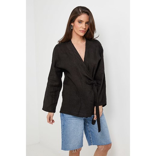 Rodier Lin Lniany kardigan w kolorze czarnym Rodier Lin L/XL wyprzedaż Limango Polska