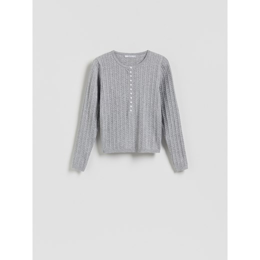 Reserved - Strukturalny sweter z guzikami - jasnoszary Reserved L Reserved