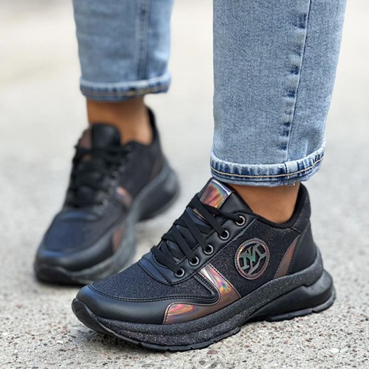 Czarne sneakersy półbuty damskie Navy Dot 66001 ze sklepu suzana.pl w kategorii Buty sportowe damskie - zdjęcie 184823723