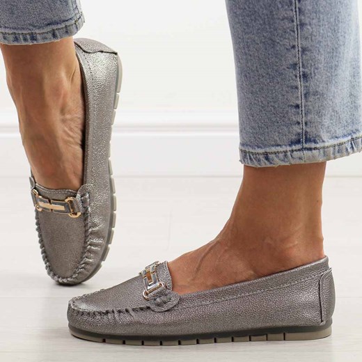 Pewter skórzane mokasyny damskie S.Barski 546 ze sklepu suzana.pl w kategorii Mokasyny damskie - zdjęcie 184826303