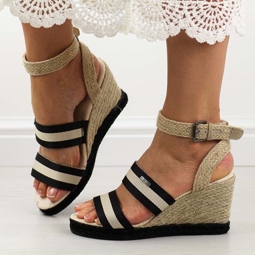 Czarne espadryle, sandały damskie Big Star Ll274884 ze sklepu suzana.pl w kategorii Sandały damskie - zdjęcie 184826364