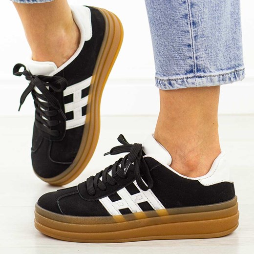 Czarne sneakersy damskie Jezzi News 9089 ze sklepu suzana.pl w kategorii Buty sportowe damskie - zdjęcie 184827760