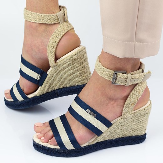 Granatowe espadryle, sandały damskie Big Star Ll274885 ze sklepu suzana.pl w kategorii Sandały damskie - zdjęcie 184831214