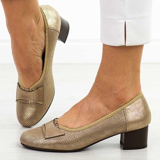 Miedziane czółenka damskie na obcasie M.Daszyński Sa233-9 ze sklepu suzana.pl w kategorii Czółenka - zdjęcie 184835502