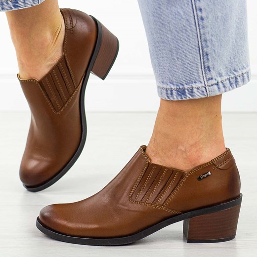 Brązowe Polskie półbuty damskie , botki Gregors 1125 ze sklepu suzana.pl w kategorii Botki - zdjęcie 184838083