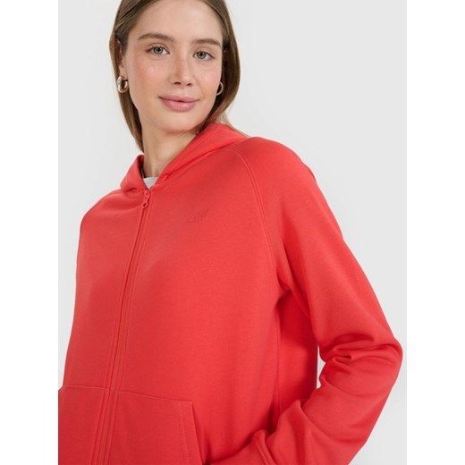 Damska bluza dresowa rozpinana z kapturem 4F 4FWMM00TSWSF1763 - czerwona ze sklepu Sportstylestory.com w kategorii Bluzy damskie - zdjęcie 184839603