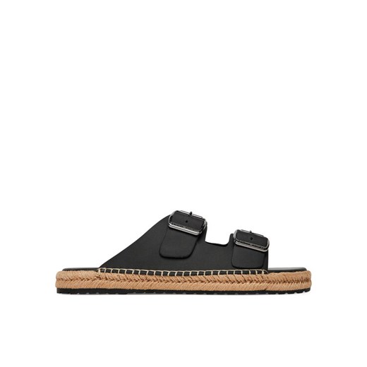 Espadryle Tommy Hilfiger Flex Jutte Hilfiger Lth Sandal FM0FM05646 Czarny ze sklepu eobuwie.pl w kategorii Espadryle męskie - zdjęcie 184840181