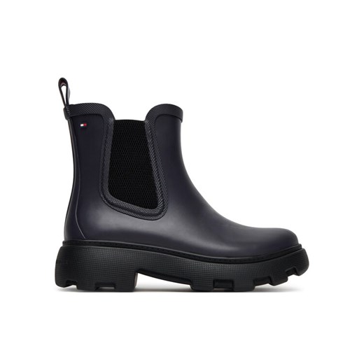 Kalosze Tommy Hilfiger Rubber Flag Cleated FW0FW08637 Granatowy ze sklepu eobuwie.pl w kategorii Kalosze damskie - zdjęcie 184840194