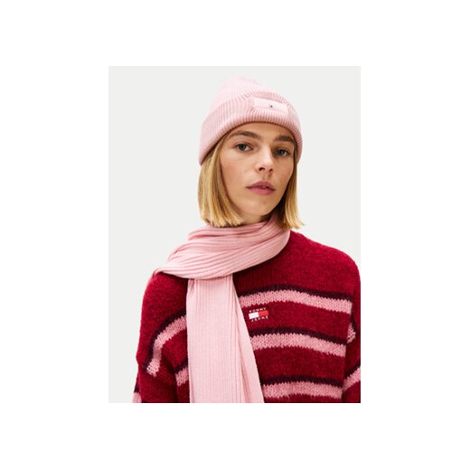 Czapka Tommy Jeans Tjw Linear Beanie AW0AW17913 Różowy Tommy Jeans OS eobuwie.pl