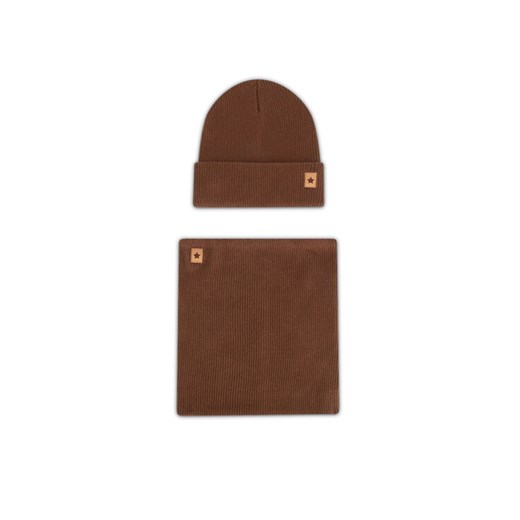 Action Boy Komplet czapka i komin 8KF-002-AW24 Brązowy ze sklepu MODIVO w kategorii Czapki dziecięce - zdjęcie 184840690